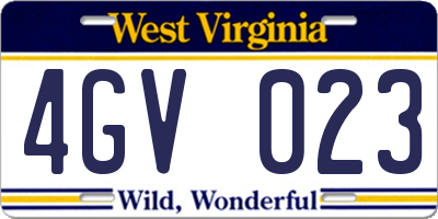 WV license plate 4GV023