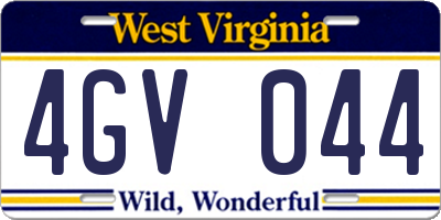 WV license plate 4GV044