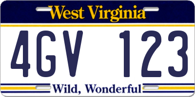 WV license plate 4GV123