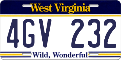 WV license plate 4GV232