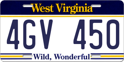 WV license plate 4GV450