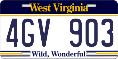 WV license plate 4GV903