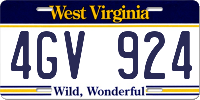 WV license plate 4GV924