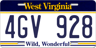 WV license plate 4GV928