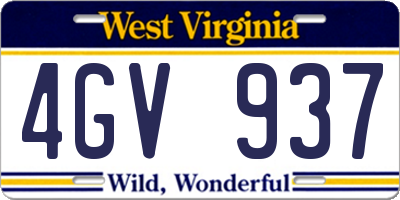 WV license plate 4GV937