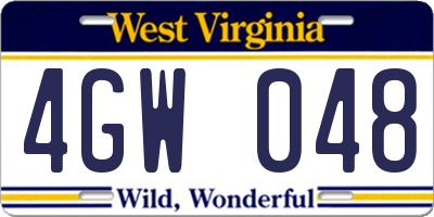 WV license plate 4GW048