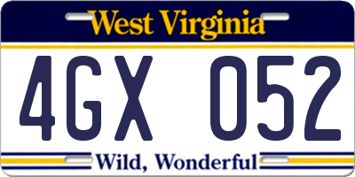 WV license plate 4GX052
