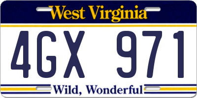 WV license plate 4GX971