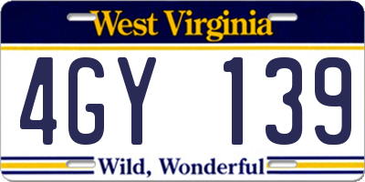 WV license plate 4GY139
