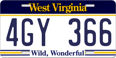 WV license plate 4GY366