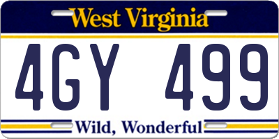 WV license plate 4GY499