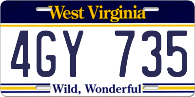 WV license plate 4GY735