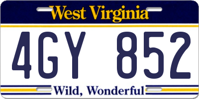 WV license plate 4GY852