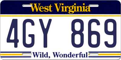 WV license plate 4GY869