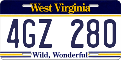 WV license plate 4GZ280