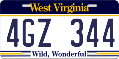 WV license plate 4GZ344