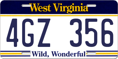 WV license plate 4GZ356