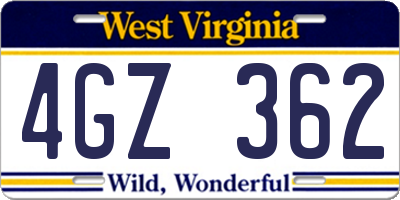 WV license plate 4GZ362