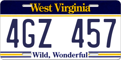 WV license plate 4GZ457