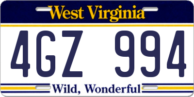 WV license plate 4GZ994