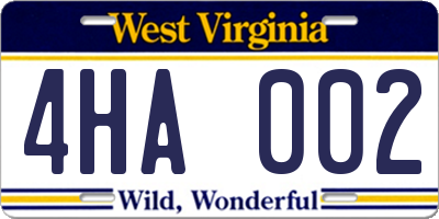 WV license plate 4HA002