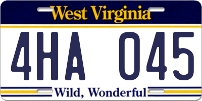 WV license plate 4HA045