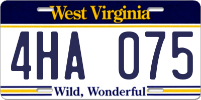 WV license plate 4HA075