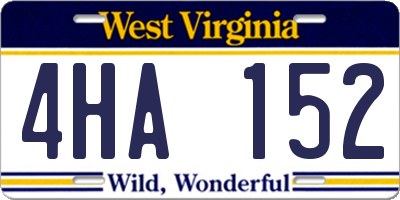 WV license plate 4HA152