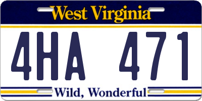 WV license plate 4HA471