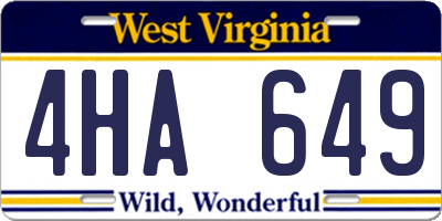 WV license plate 4HA649