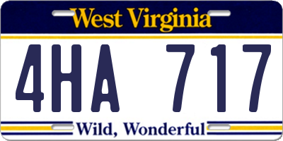 WV license plate 4HA717