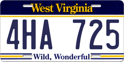 WV license plate 4HA725
