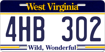 WV license plate 4HB302