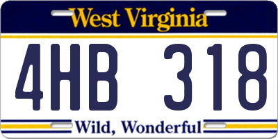 WV license plate 4HB318