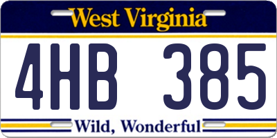 WV license plate 4HB385