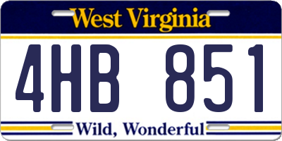 WV license plate 4HB851