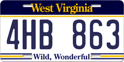 WV license plate 4HB863