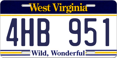 WV license plate 4HB951