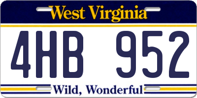 WV license plate 4HB952