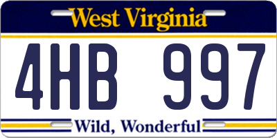 WV license plate 4HB997
