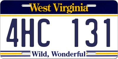 WV license plate 4HC131