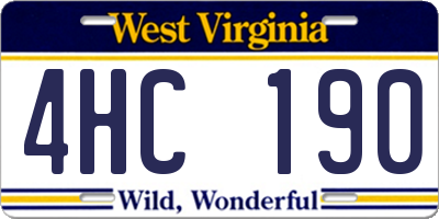 WV license plate 4HC190