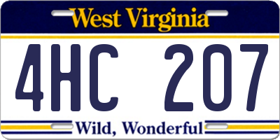 WV license plate 4HC207