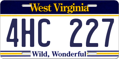 WV license plate 4HC227