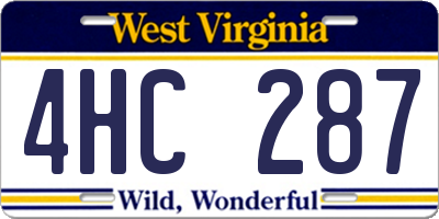 WV license plate 4HC287
