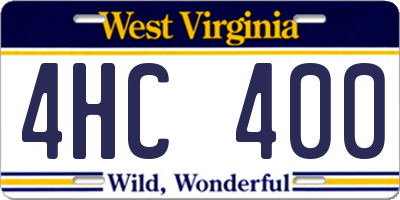 WV license plate 4HC400