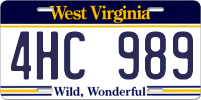 WV license plate 4HC989