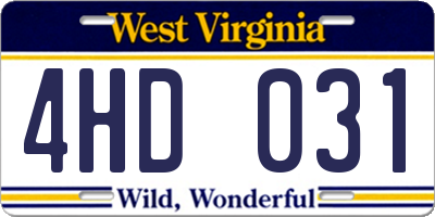 WV license plate 4HD031