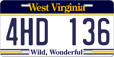 WV license plate 4HD136