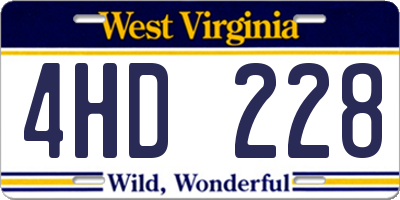 WV license plate 4HD228